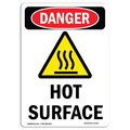 Signmission OSHA Danger Sign, Hot Surface, 5in X 3.5in Decal, 3.5" W, 5" H, Portrait, OS-DS-D-35-V-2407 OS-DS-D-35-V-2407